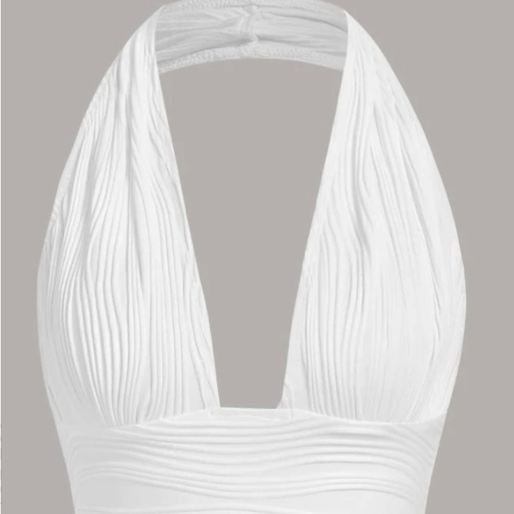 Icon Solid Backless Crop Halter Top